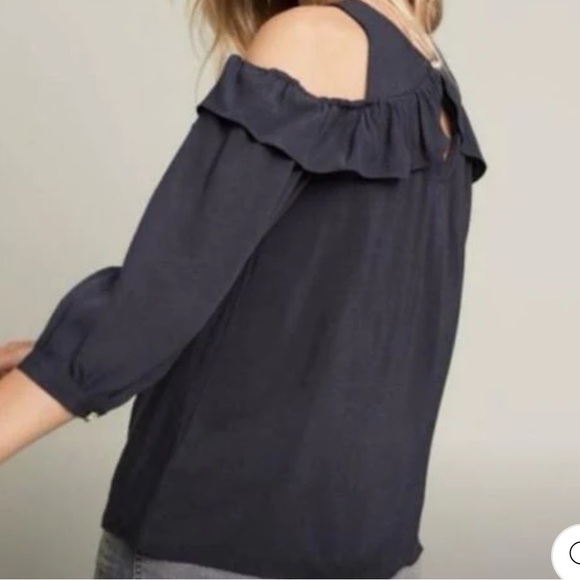 Maeve Anthropologie Black Cold Shoulder Tunic Top - Picture 3 of 13
